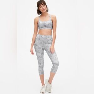 Gray Camo Sports Bra & Capri Set